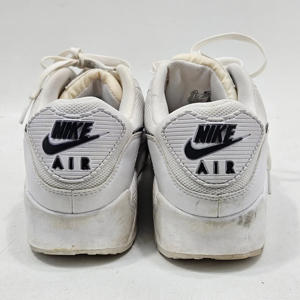 Nike Air Max 90 Women 10.5 White Black DH8010-101 Leather Mesh Running Sneakers